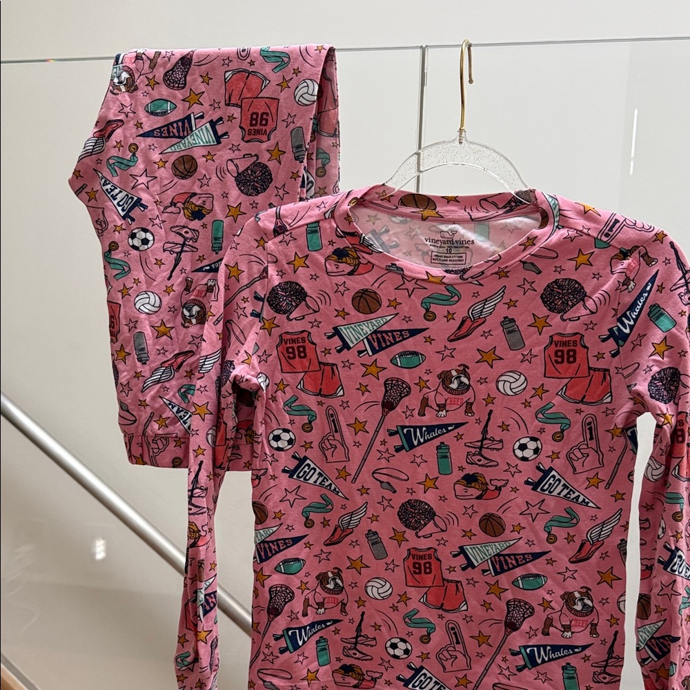 Vineyard Vines Pink Kids Pajama Set with Fun Print